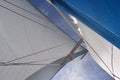 Sails of a sailing yacht in the wind looking into the sky Royalty Free Stock Photo