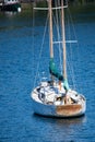 Sailsboat on mooring buoy Royalty Free Stock Photo