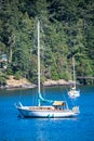 Sailsboat on mooring buoy