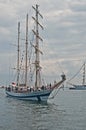 Sailship entering harbor Royalty Free Stock Photo