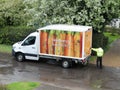 Sainsbury`s home delivery van supplying groceries during the Coronavirus COVID-19 pandemic