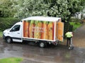 Sainsbury`s home delivery van supplying groceries during the Coronavirus COVID-19 pandemic