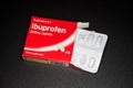 Sainsbury`s Ibuprofen box open of 200mg caplets and blister pack