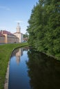 Saint Alexander Nevsky Lavra on embankment in sunny day, Saint P