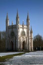 Saint Alexander Nevsky Orthodox church Gothic chapel in Alexandria park. Suburb of Saint Petersburg, Russia Royalty Free Stock Photo