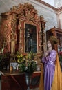 Saint and altarpiece. Teotitlan del Valle, Oaxaca, Mexico