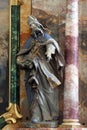 Saint Ambrose, statue on the altar of the Saint George in the Church of the Assumption in Klostar Ivanic, Croatia