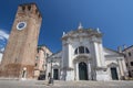 Saint Andrews Church and the Clock Tower in Chioggia, Venice, Veneto, Italy Royalty Free Stock Photo
