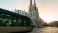 Saint-AndrÃÂ© cathedral in Bordeaux, France with the tram in front