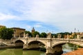 Saint Angel bridge over the Tiber River. Royalty Free Stock Photo