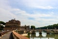 Saint Angel Castle and bridge over the Tiber river in Rome, Italy. Castel Sant`Angelo. Royalty Free Stock Photo