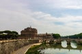 Saint Angel Castle and bridge over the Tiber river in Rome, Italy. Castel Sant`Angelo. Royalty Free Stock Photo