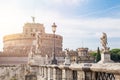 Saint Angel Castle and bridge over the Tiber river in Rome, Italy. Rome landmark Royalty Free Stock Photo