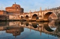 Saint Angel Castle and bridge in Rome Royalty Free Stock Photo