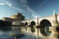 Saint Angel castle and bridge and Tiber river Royalty Free Stock Photo