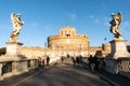 Saint Angel Castle Castel Sant Angelo and bridge Ponte Sant Angelo. Rome, Italy Royalty Free Stock Photo