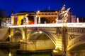 Saint Angel Castle over the Tiber river in Rome at night, Italy Royalty Free Stock Photo