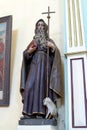 St Anthony the Great, statue on the altar of the Adoration of the Magi in the church of Holy Trinity in Barilovicki Cerovac Royalty Free Stock Photo