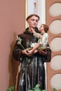 Saint Anthony holds baby Jesus, a statue in the church of Saint Anthony of Padua in Durmanec, Croatia