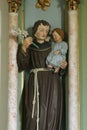 St Anthony of Padua statue on the altar of St Vitus in Our Lady Chapel in Dubovec, Croatia
