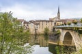 Village of Saint-Antonin-Noble-Val on the Aveyron River in Occitania, France