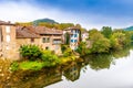 Village of Saint-Antonin-Noble-Val on the Aveyron River in Occitania, France