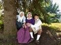 Women and man dressed as characters from the 17th Century French regime in New France