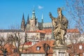 Saint Augustin statue, Charles Bridge and Prague castle