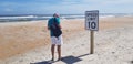 Saint Augustine beach road and speed limit sign Royalty Free Stock Photo