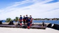 Saint Augustine, Florida, The United State - Nov 3, 2018 : The soldiers in traditional Spanish Cloths show to shooting cannon at