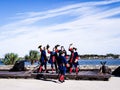 Saint Augustine, Florida, The United State - Nov 3, 2018 : The soldiers in traditional Spanish Cloths show to shooting cannon at