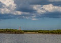 Saint Augustine lighthouse under some broken clouds with blue grey sky in the background Royalty Free Stock Photo