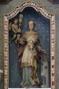 Saint Barbara the martyr, statue on the altar of Saint Barbara in the church of Saint George in Durdic, Croatia