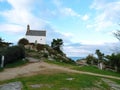 Saint Barbe Chapel, above the sea and Roscoff harbour, Brittany, France