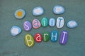 Saint Barth, french abbreviation of Saint BarthÃÂ©lemy, souvenir with colored stone letters