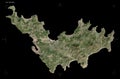 Saint Barthelemy shape on black. Low-res satellite