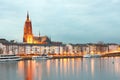 Saint Bartholomeus`s Cathedral and river Main in Frankfurt