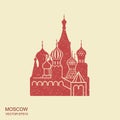 Saint Basil cathedral , Moscow, vector flat icon Royalty Free Stock Photo