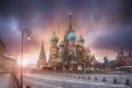 Saint Basil`s Cathedral in Moscow, Russia at sunrise Royalty Free Stock Photo