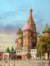 Saint Basil`s cathedral in Moscow. Morning view of St. Basil`s Cathedral on Red Square, Moscow, Russia Royalty Free Stock Photo