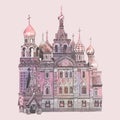 Saint Basil`s Cathedral painted by watercolor Royalty Free Stock Photo