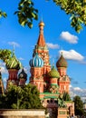 Saint Basil`s cathedral on Red Square in summer, Moscow, Russia Royalty Free Stock Photo