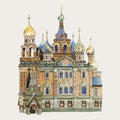 Saint Basil`s Cathedral watercolor illustration Royalty Free Stock Photo