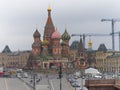 Saint Basil`s Resurrection Cathedral tops on the Moscow Russia. Red Square Royalty Free Stock Photo