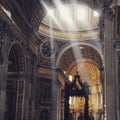 Saint Peters Basilica, rays of faith, light Royalty Free Stock Photo