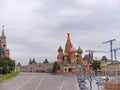 Saint Basils Resurrection Cathedral tops on the Moscow Russia. Red Square Royalty Free Stock Photo