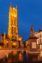 Saint Bavo Cathedral in the evening. Sint-Baafsplein, Ghent, Bel Royalty Free Stock Photo