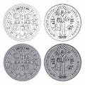 Saint Benedict Medals Set variable colors with different outline like a brushstrokes