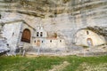 Saint Bernabe Ancient Heremitage in a cave in Ojo Guarena, Burgos , Spain. Royalty Free Stock Photo