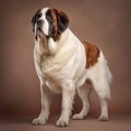 Saint-bernard dog in full length, photography, studio photo. AI generated